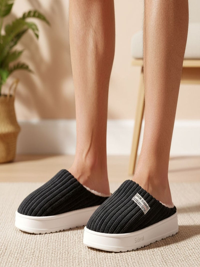 Pantuflas hombre pana acanalada MU10122 Gris antracita - Kiabi