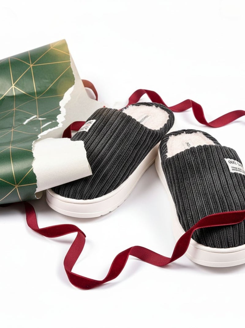Pantuflas hombre pana acanalada MU10122 Gris antracita - Kiabi