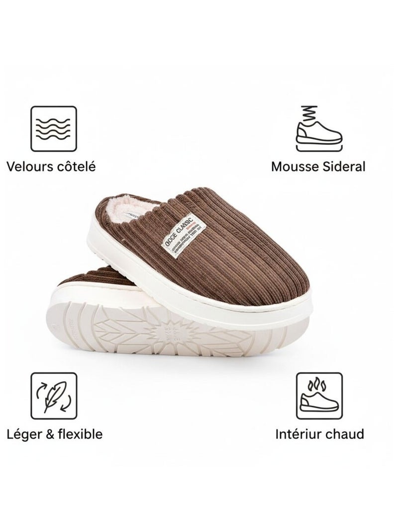 Pantuflas hombre pana acanalada MU10122 Marrón - Kiabi