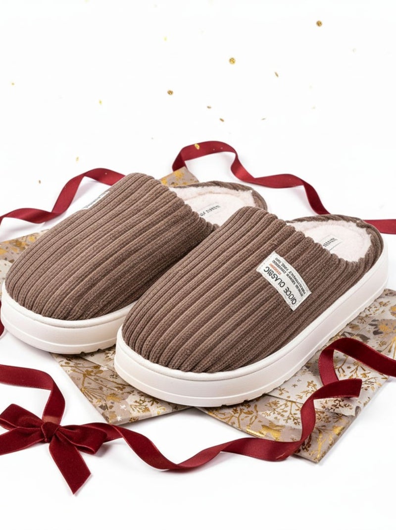 Pantuflas hombre pana acanalada MU10122 Marrón - Kiabi