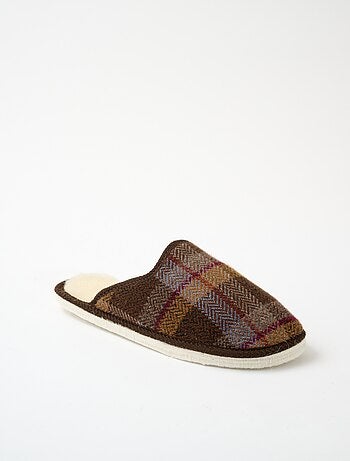 Pantuflas mixtas en tejido tartán - Afibel