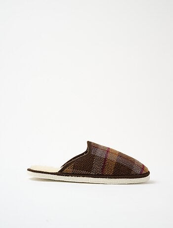 Pantuflas mixtas en tejido tartán - Afibel
