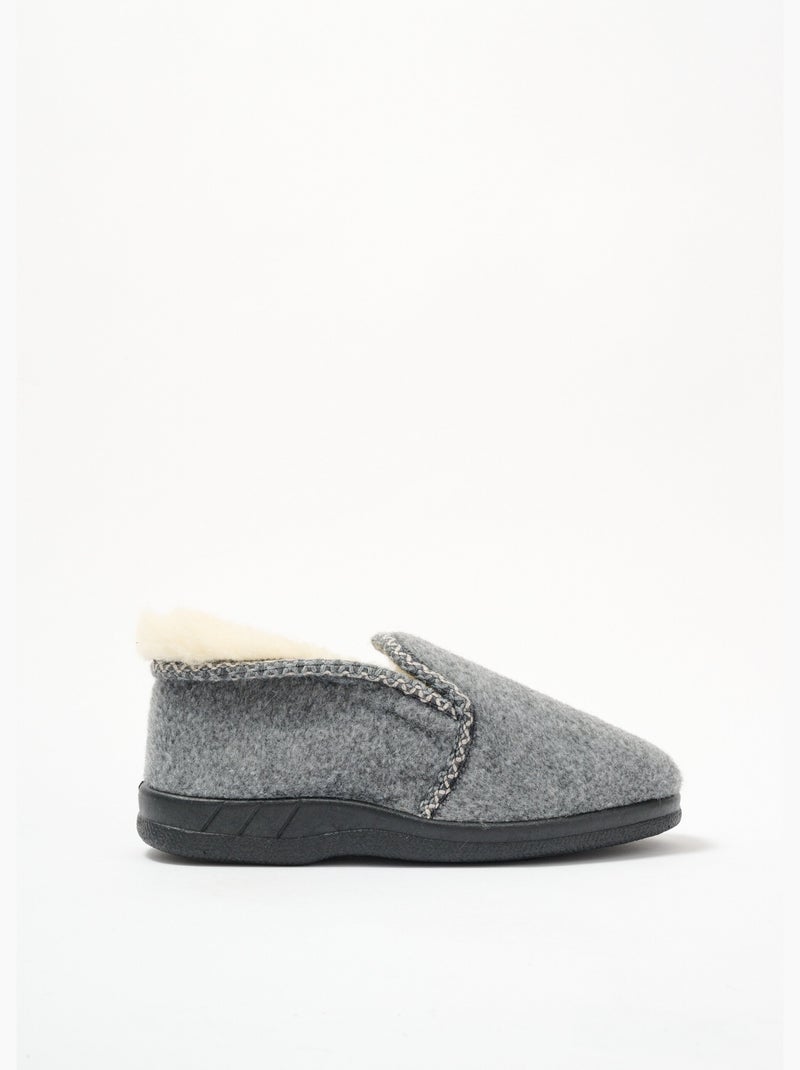 Pantuflas mixtas rellenas de lana ancho confort - Afibel Gris claro - Kiabi
