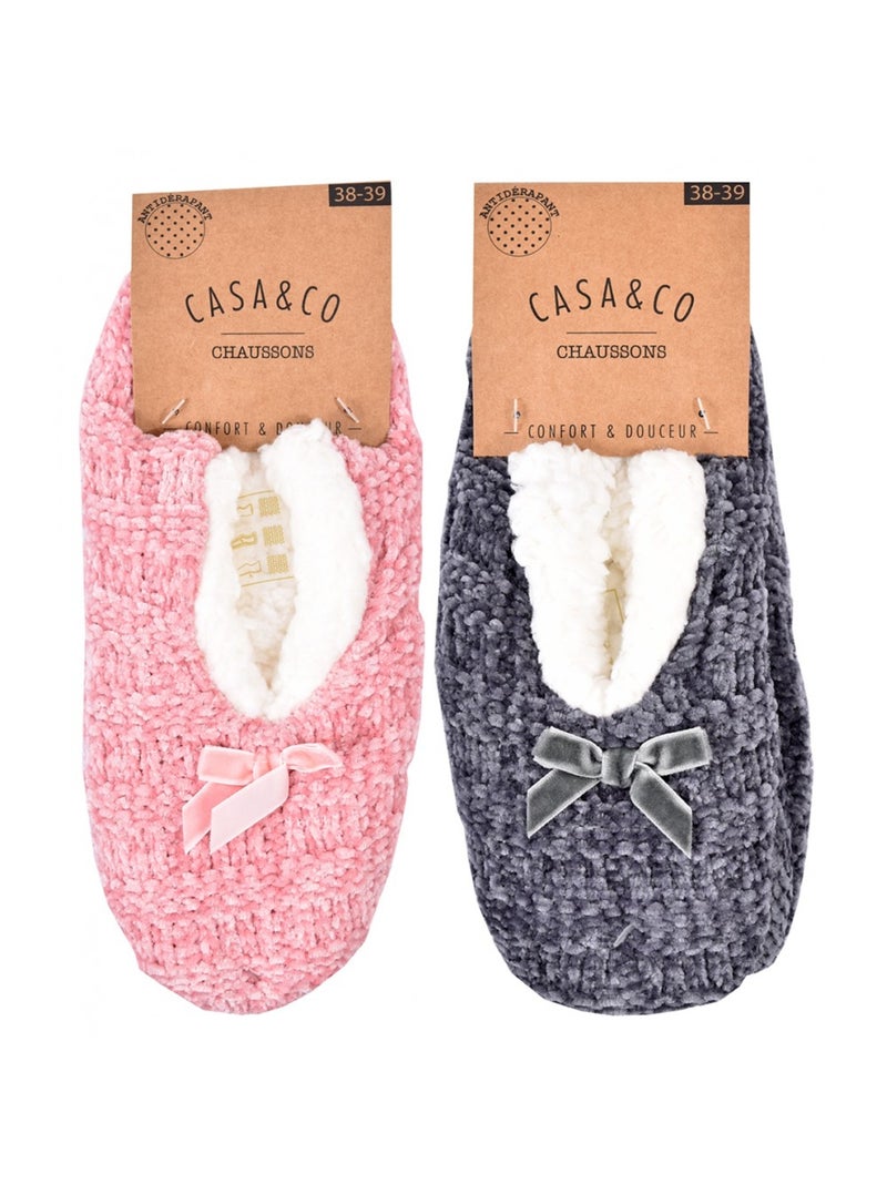 Pantuflas Mujer CASA AND CO - Pack de 2 Multicolor - Kiabi