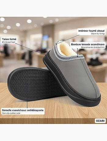 Pantuflas mujer estilo escandinavo ozabi tacón cerrado forro