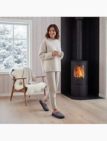 Pantuflas mujer estilo escandinavo ozabi tacón cerrado forro