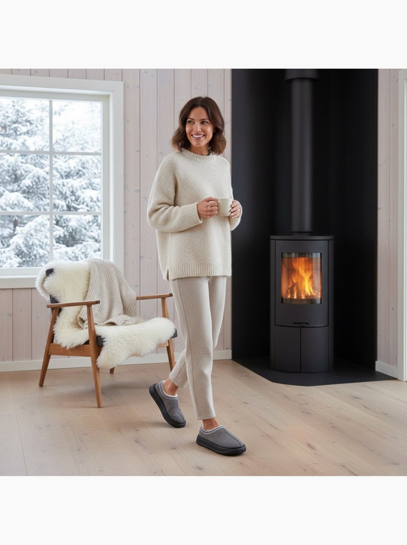 Pantuflas mujer estilo escandinavo ozabi tacón cerrado forro Gris - Kiabi