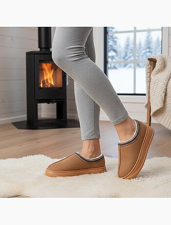 Pantuflas mujer estilo escandinavo ozabi tacón cerrado forro