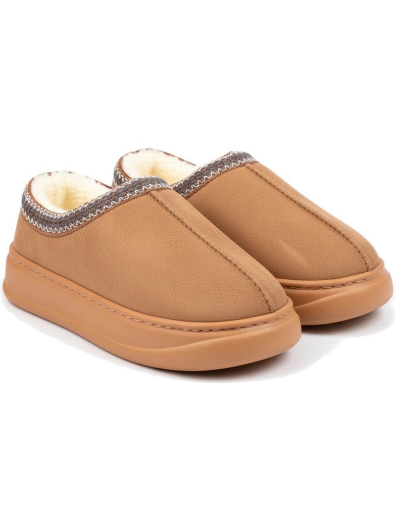 Pantuflas mujer estilo escandinavo ozabi tacón cerrado forro Marrón - Kiabi