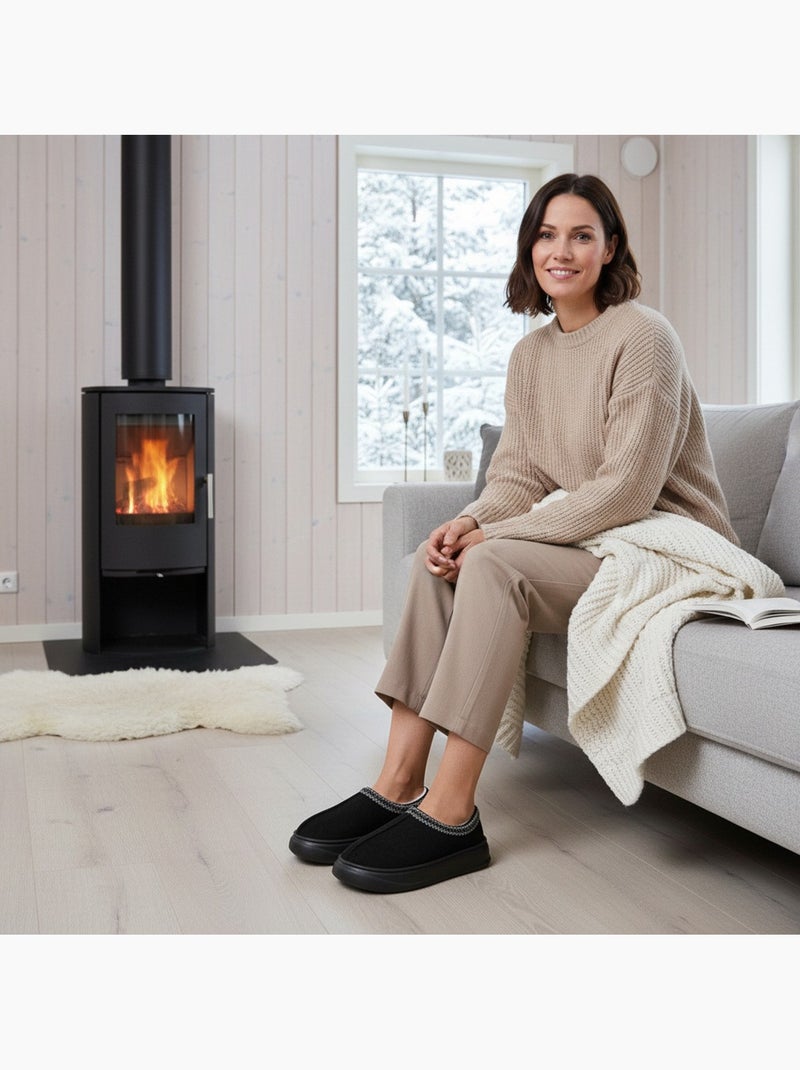 Pantuflas mujer estilo escandinavo ozabi tacón cerrado forro Negro - Kiabi