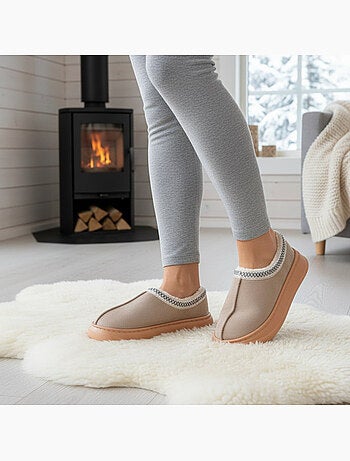 Pantuflas mujer estilo escandinavo ozabi tacón cerrado forro