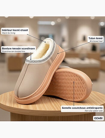 Pantuflas mujer estilo escandinavo ozabi tacón cerrado forro