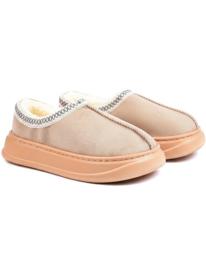 Pantuflas mujer estilo escandinavo ozabi tacón cerrado forro Taupe - Kiabi