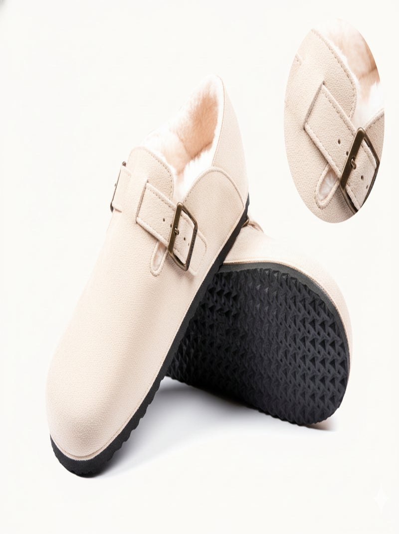 Pantuflas Mujer Invierno Zuecos de Interior Forrados MD8845 Taupe - Kiabi
