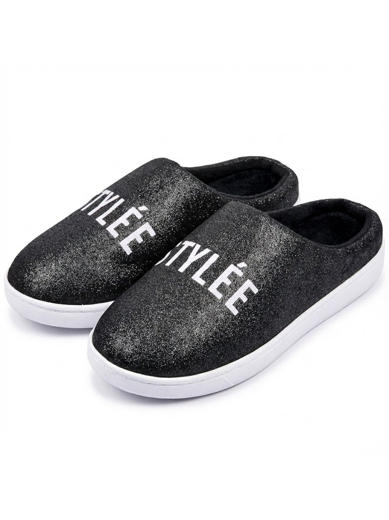 Pantuflas Mujer Lurex Glitter Negro - Kiabi