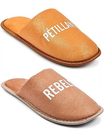 Pantuflas Mujer Lurex Glitter Pack de 2 Pares