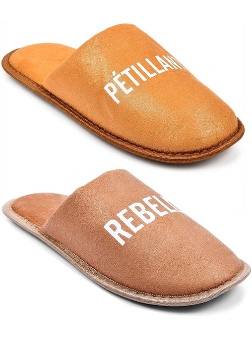 Pantuflas Mujer Lurex Glitter Pack de 2 Pares - Kiabi