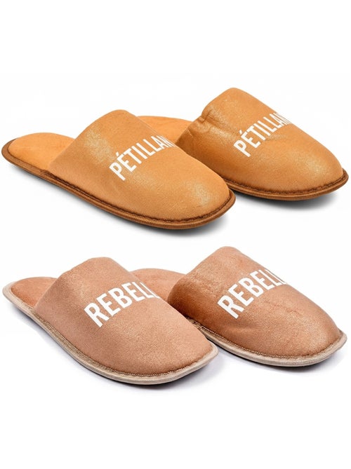 Pantuflas Mujer Lurex Glitter Pack de 2 Pares - Kiabi