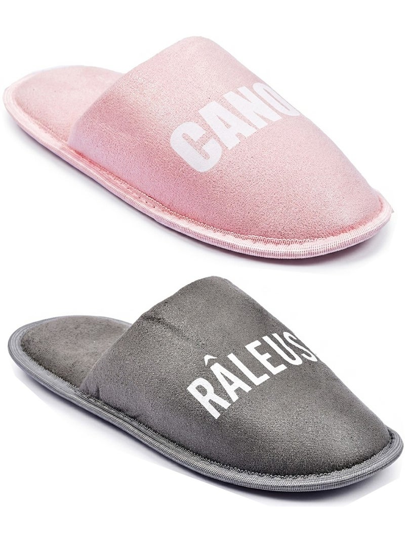 Pantuflas Mujer Lurex Glitter Pack de 2 Pares Gris - Kiabi