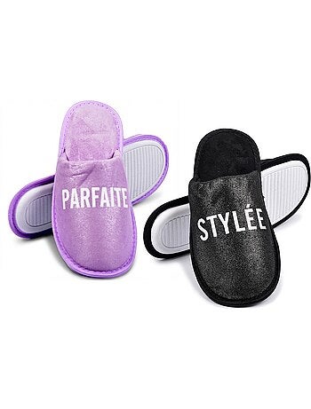 Pantuflas Mujer Lurex Glitter Pack de 2 Pares