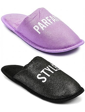 Pantuflas Mujer Lurex Glitter Pack de 2 Pares
