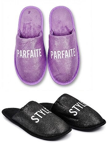 Pantuflas Mujer Lurex Glitter Pack de 2 Pares