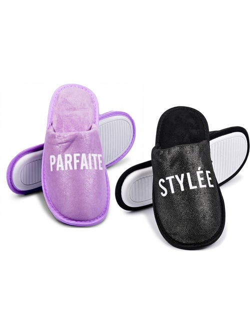 Pantuflas Mujer Lurex Glitter Pack de 2 Pares - Kiabi