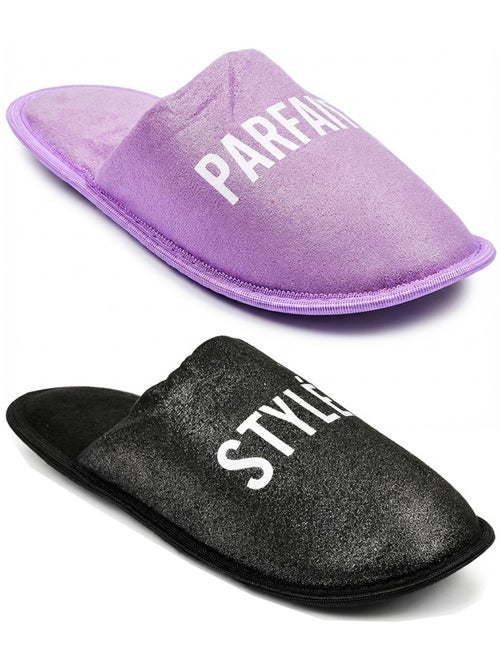 Pantuflas Mujer Lurex Glitter Pack de 2 Pares - Kiabi