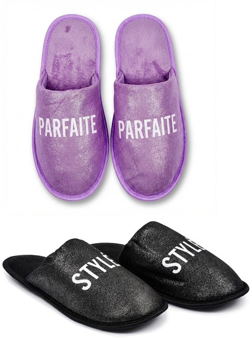 Pantuflas Mujer Lurex Glitter Pack de 2 Pares - Kiabi