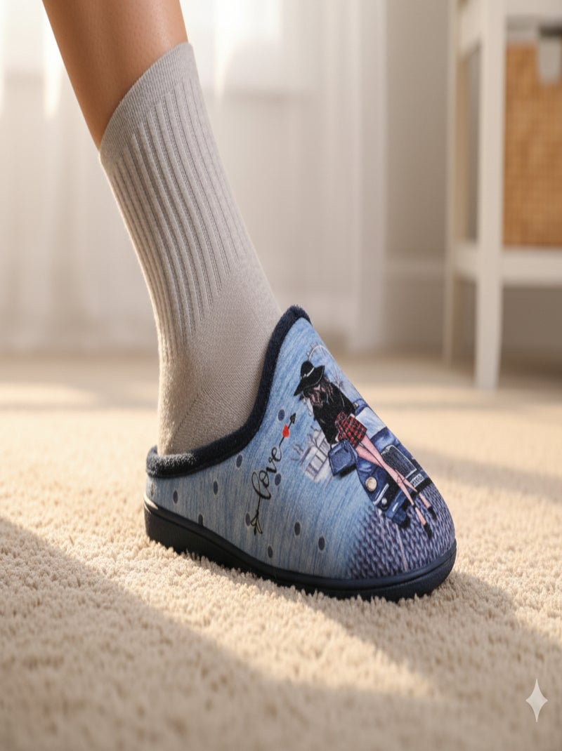 Pantuflas Mujer Mule PhotoPrint Azul marino - Kiabi