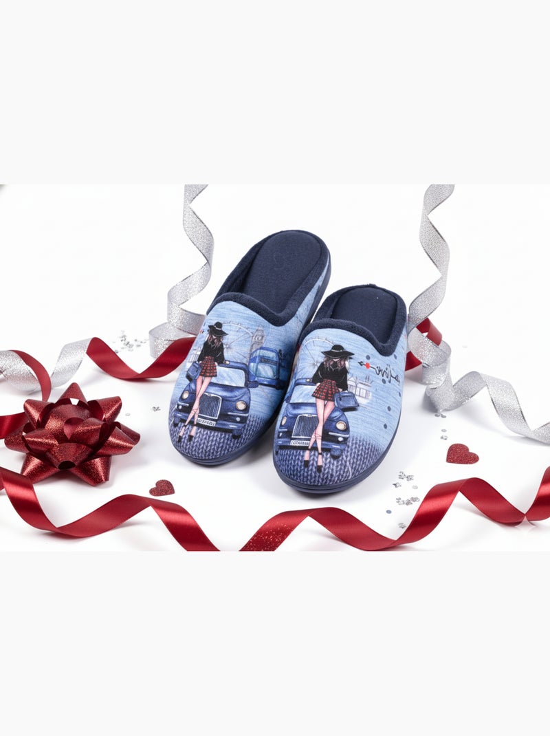 Pantuflas Mujer Mule PhotoPrint Azul marino - Kiabi