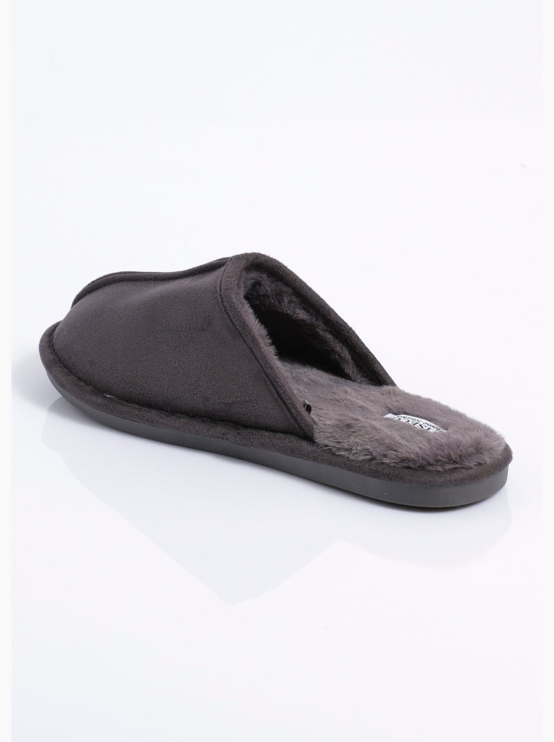 Pantuflas mule de ante cálidas y forradas - AFIBEL Gris oscuro - Kiabi