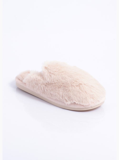 Pantuflas mule de piel suave y cálida - AFIBEL - Kiabi