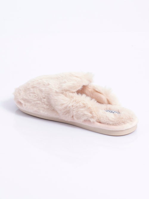 Pantuflas mule de piel suave y cálida - AFIBEL - Kiabi