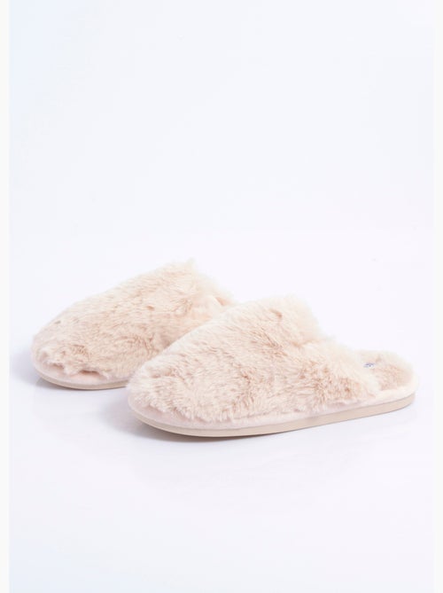 Pantuflas mule de piel suave y cálida - AFIBEL - Kiabi