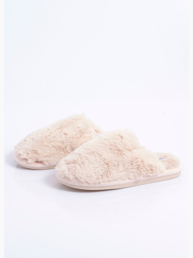 Pantuflas mule de piel suave y cálida - AFIBEL Beige - Kiabi