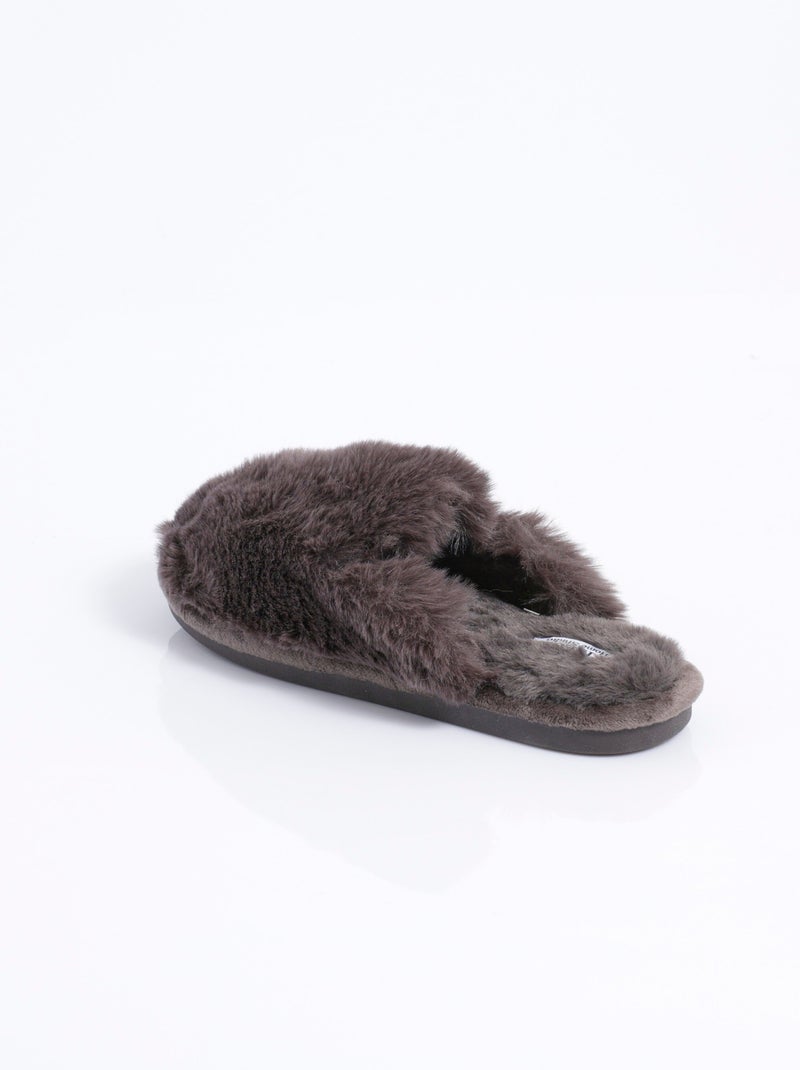Pantuflas mule de piel suave y cálida - AFIBEL Gris - Kiabi