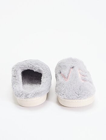 Pantuflas mules de punto de peluche