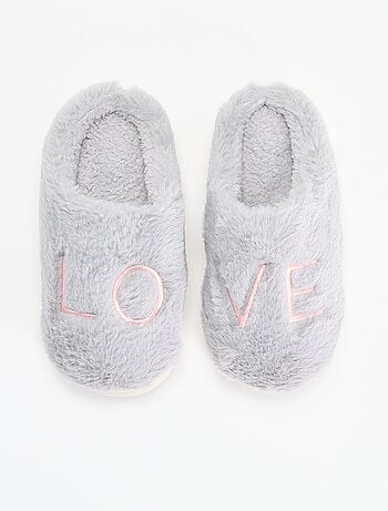 Pantuflas mules de punto de peluche