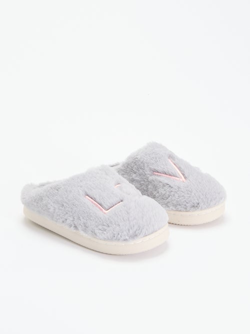 Pantuflas mules de punto de peluche - Kiabi Pantuflas mules de punto de peluche - Kiabi
