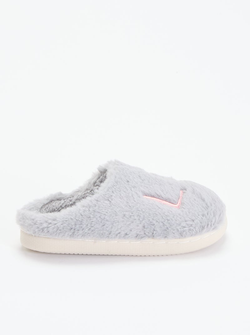 Pantuflas mules de punto de peluche Gris - Kiabi