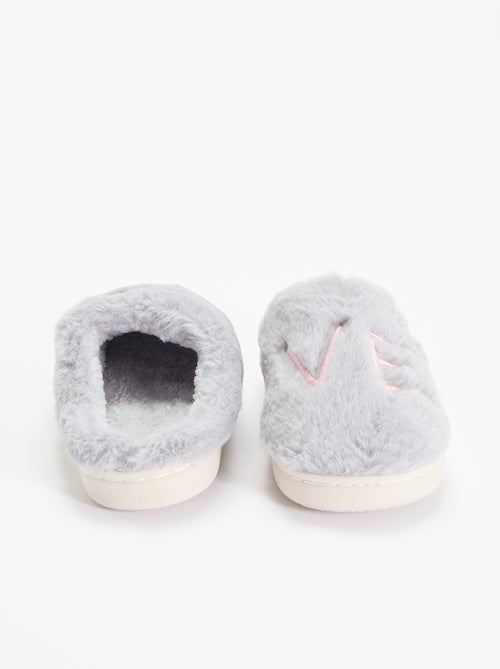 Pantuflas mules de punto de peluche - Kiabi Pantuflas mules de punto de peluche - Kiabi