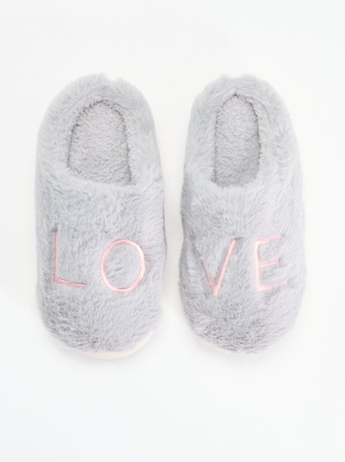 Pantuflas mules de punto de peluche - Kiabi Pantuflas mules de punto de peluche - Kiabi