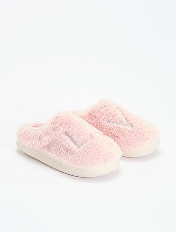 Pantuflas mules de punto de peluche