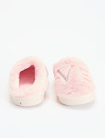 Pantuflas mules de punto de peluche