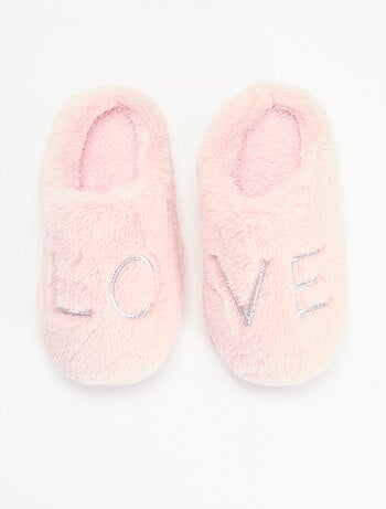 Pantuflas mules de punto de peluche