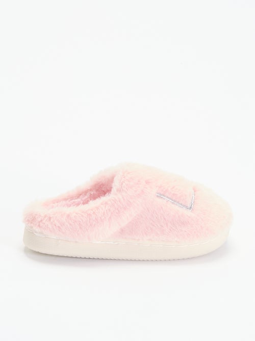 Pantuflas mules de punto de peluche - Kiabi Pantuflas mules de punto de peluche - Kiabi