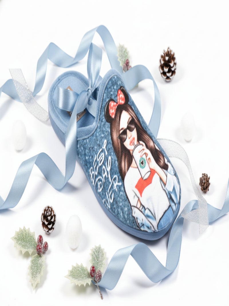 Pantuflas Mules mujer PHOTOPRINT Azul claro - Kiabi