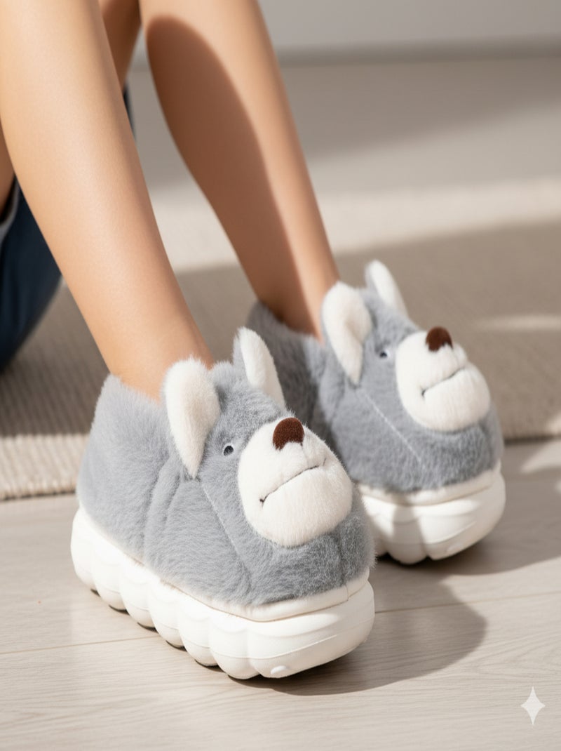 Pantuflas Niño Animales 3D Ultra Suaves MD9758 Gris - Kiabi