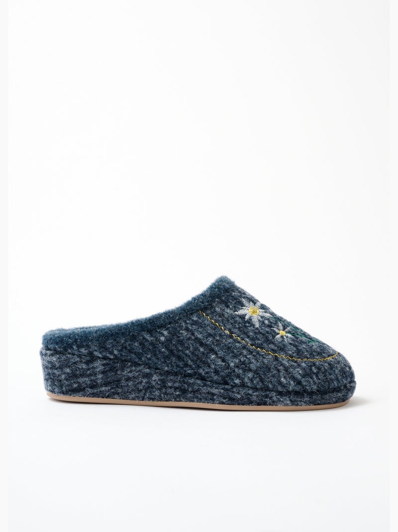 Pantuflas tipo mule con bordado y ancho confort - afibel Azul - Kiabi